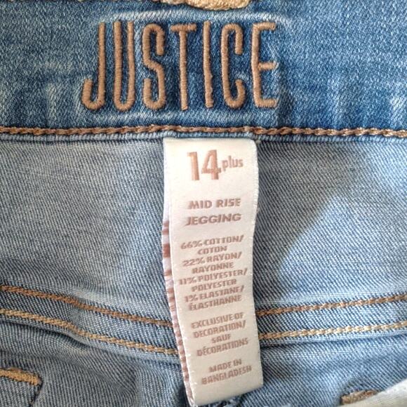 JUSTICE 14 PLUS Distressed Stretchy Mid-Rise Denim Jeggings Jeans - Picture 9 of 9